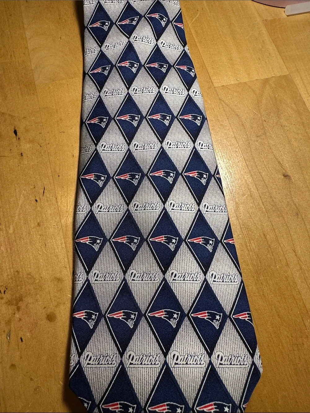 NFL Navy and Gray Patriots Diamond Logo Tie